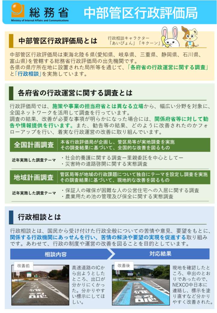 官庁ガイド：中部管区行政評価局